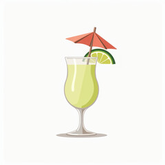Tropical Drink Emoji — 3D Emoji-Style Icon of a Colorful Cocktail with Straw and Umbrella