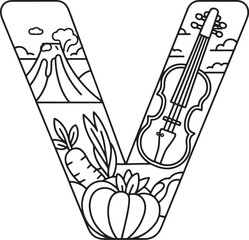 Alphabet Letter V Coloring Page 