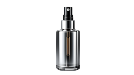 High quality, realistic photo of Travel-sized perfume atomizer spray bottle, isolated on transparent background, product photography style