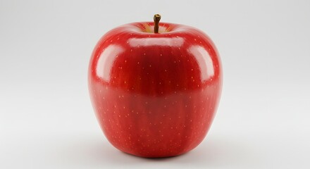 Glossy Red Apple Isolated on a Plain Light Background Representing Health and Freshness