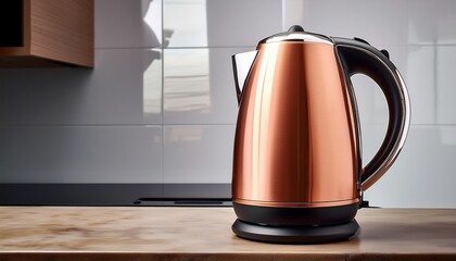 elegant copper electric kettle with black accents for kitchen appliance