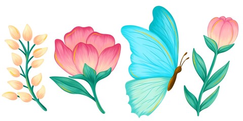 Lovely Spring Flowers and Butterflies