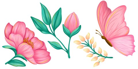 Lovely Spring Flowers and Butterflies