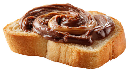 Slice of Bread with Chocolate Hazelnut Spread Isolated on Transparent Background for Breakfast