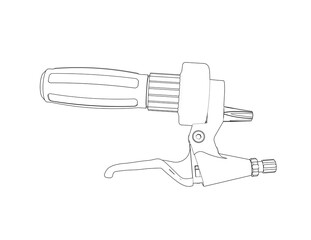 Bicycle Handlebar Grip and Brake Lever Line Art Illustration. High-resolution vector graphic for technical diagrams, web design, or bike component schematics. Isolated on transparent background.