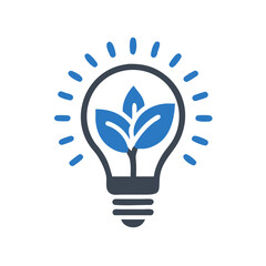 Light bulb with green leaves symbolizing eco-friendly concept  