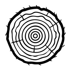 Tree ring depiction with detailed growth rings in black and white - Concept of Ecology  