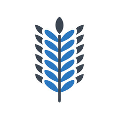Blue wheat spike graphic in minimalist style symbolizing ecology  