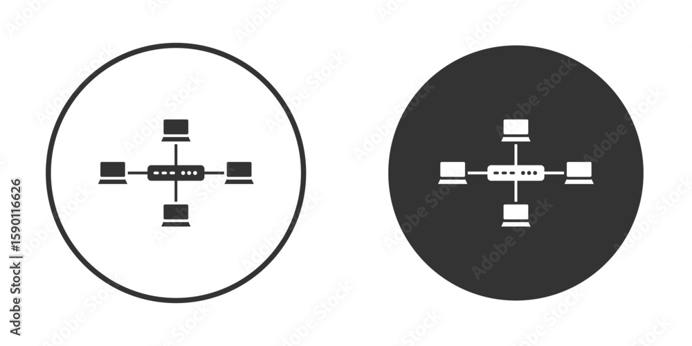 Poster local network icon vector graphics in black and white color
