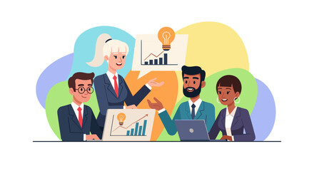 Diverse business team collaborating on a project, ideal for presentations, websites, or marketing materials showcasing teamwork and success.