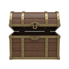 Open empty wooden treasure chest