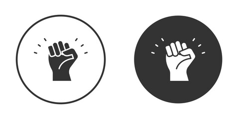 Hand with Power icon vector graphics in black and white color