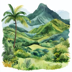 Fototapeta premium Andes Mountains. Andes Mountains hand drawn watercolor illustration