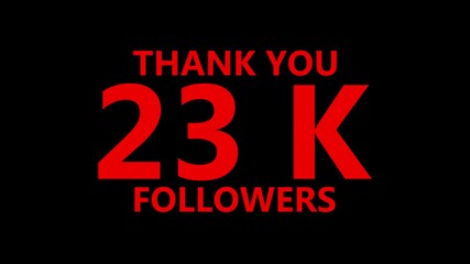 Thank you 23 K followers. 23,000 followers realistic sign on the brick wall animation. confetti party effects, social media milestone motion graphics animation