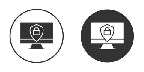 Computer security icon vector graphics in black and white color