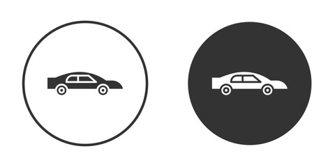 Compact car icon vector graphics in black and white color