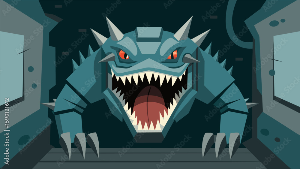 Poster a monstrous mechanical beast its sharp teeth gnawing at the walls of the tunnel with relentless forc