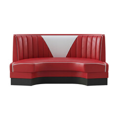 Red leather sofa in retro american diner style