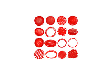 Fototapeta premium Red Highlight Circle PNG Set – Hand-Drawn Scribble Ovals and Annotation Marks – Isolated on Transparent Background PNG for Text Emphasis & Design Use