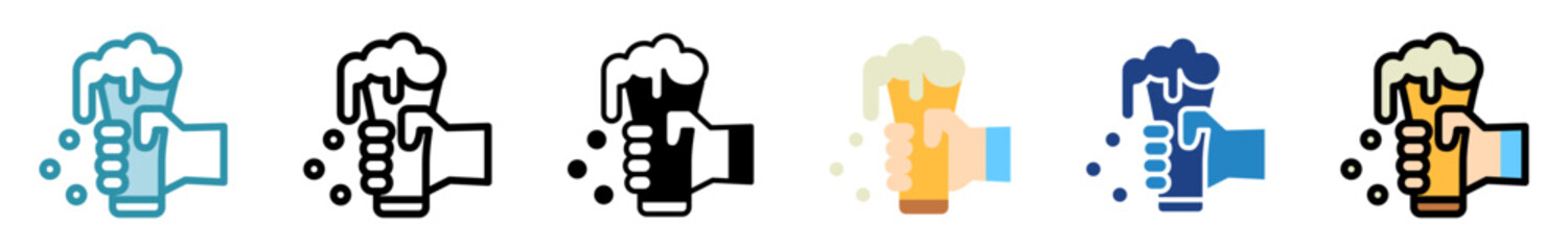 Beer Foam multi style, mini illustration icon set. outline, flat, glyph, line color, dual tone. vector for UI, UX, app, web, digital or print. Related to lifestyle, relaxation, drinks, pub and bar.