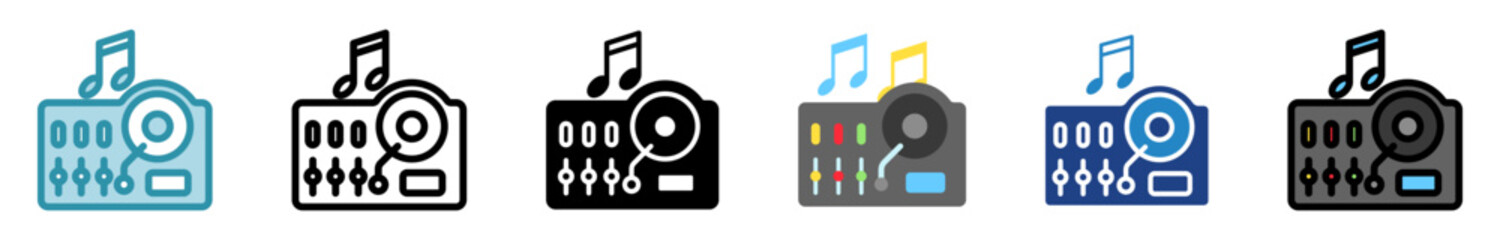 Music multi style, mini illustration icon set. outline, flat, glyph, line color, dual tone. vector for UI, UX, app, web, digital or print. Related to lifestyle, relaxation, drinks, pub and bar.