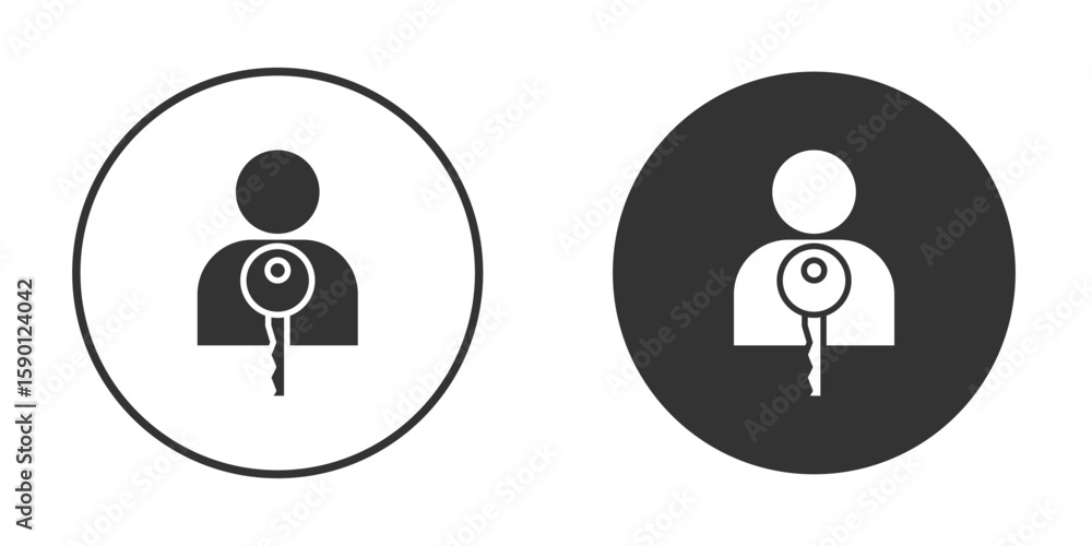 Aufkleber authentication icon vector graphics in black and white color