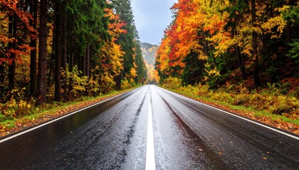 Autumn road through a forest