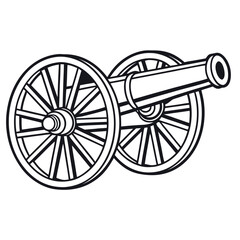 Fototapeta premium Black and white line art illustration of a historical cannon