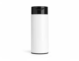 Blank white plastic bottle with black cap
