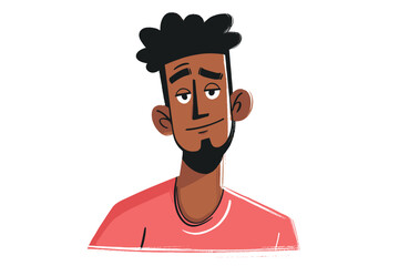 African American man smiling in a casual t-shirt illustration  