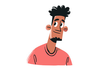 African American man with curly hair looking thoughtfully in illustration  