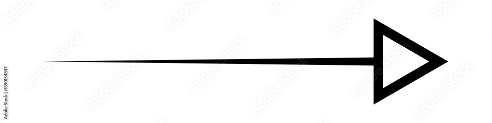 Poster simple black arrow pointing to the right with a thin tail isolated on transparent background