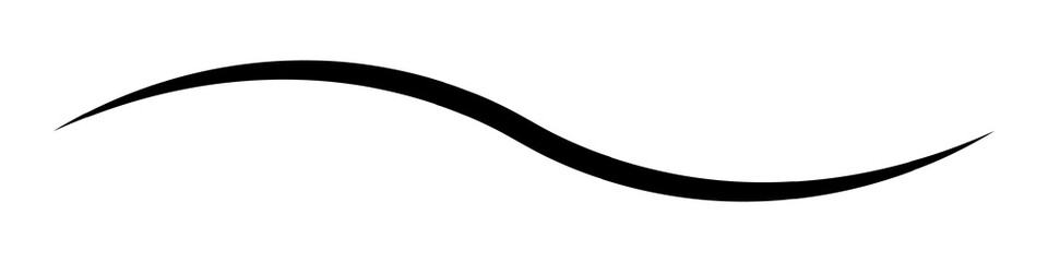 Simple black wavy line brush stroke isolated on transparent background