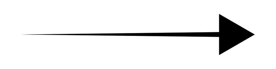 Black and white arrow, Isolated on a transparent background
