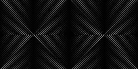 Black dynamic arrow line background. Elegant dark linear abstract wallpaper. Luxury stripe gradient texture. Grey direction lines backdrop for flyer, banner, poster, cover, vector.