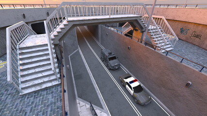 パトカー　3DCGレンダリング  © tsuneomp