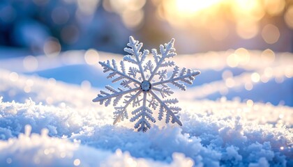 Snowy scene with snowflake