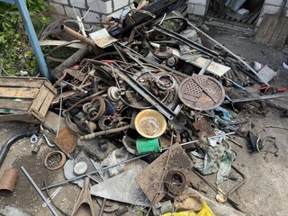 Scrap metal pile junk yard waste for recycling environment