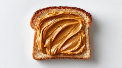 Fototapeta premium Slice of bread with peanut butter on it