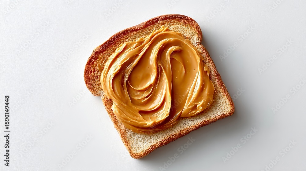 Poster slice of bread with peanut butter on it