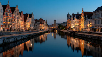 Obraz premium breathtaking nighttime view of european capital city showcasing its iconic skyline illuminated against starry sky