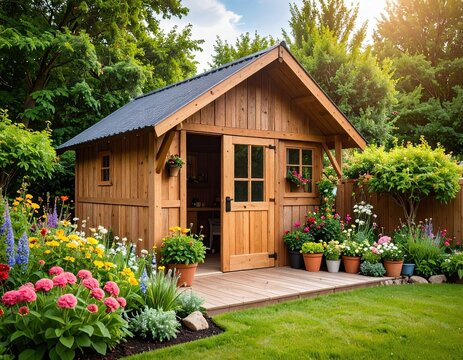 Wooden shed in a garden (2)