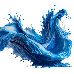 Artistic liquid splash concept of flowing blue paint creation idea  isolated on transparent background