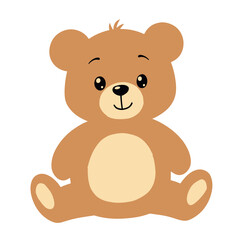 Fototapeta premium Cute cartoon teddy bear sitting with a friendly expression 