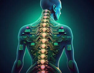 spine with circuit board vertebrae