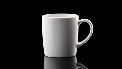 white coffee mug on black background