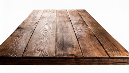 rustic wooden table isolated on white background