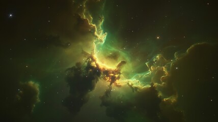Fototapeta premium Glowing cosmic gas clouds with distant stars nebula
