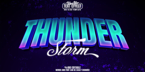 Thunder editable text effect, customizable retro and 80s 3d font style