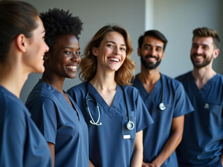 Équipe médicale souriante unie pour des soins